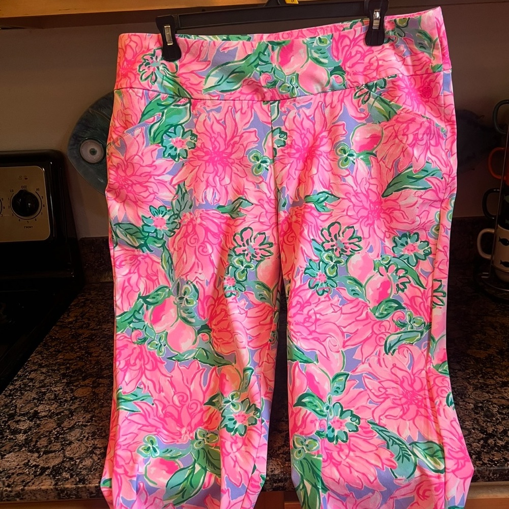 Lilly Pulitzer Luxletic Pink and Green Floral Pants